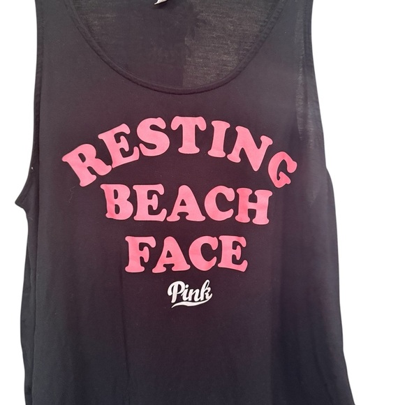 PINK Victoria's Secret Black Tank Top - Resting Beach Face - Picture 2 of 4